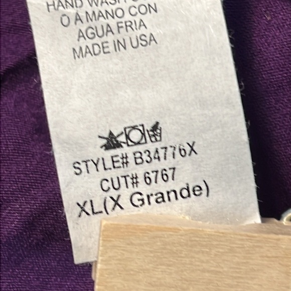 PURPLE RAYON CRISSCROSS V-NECK 3/4 SLEEVE XL FLOWY BLOUSE - Picture 8 of 8